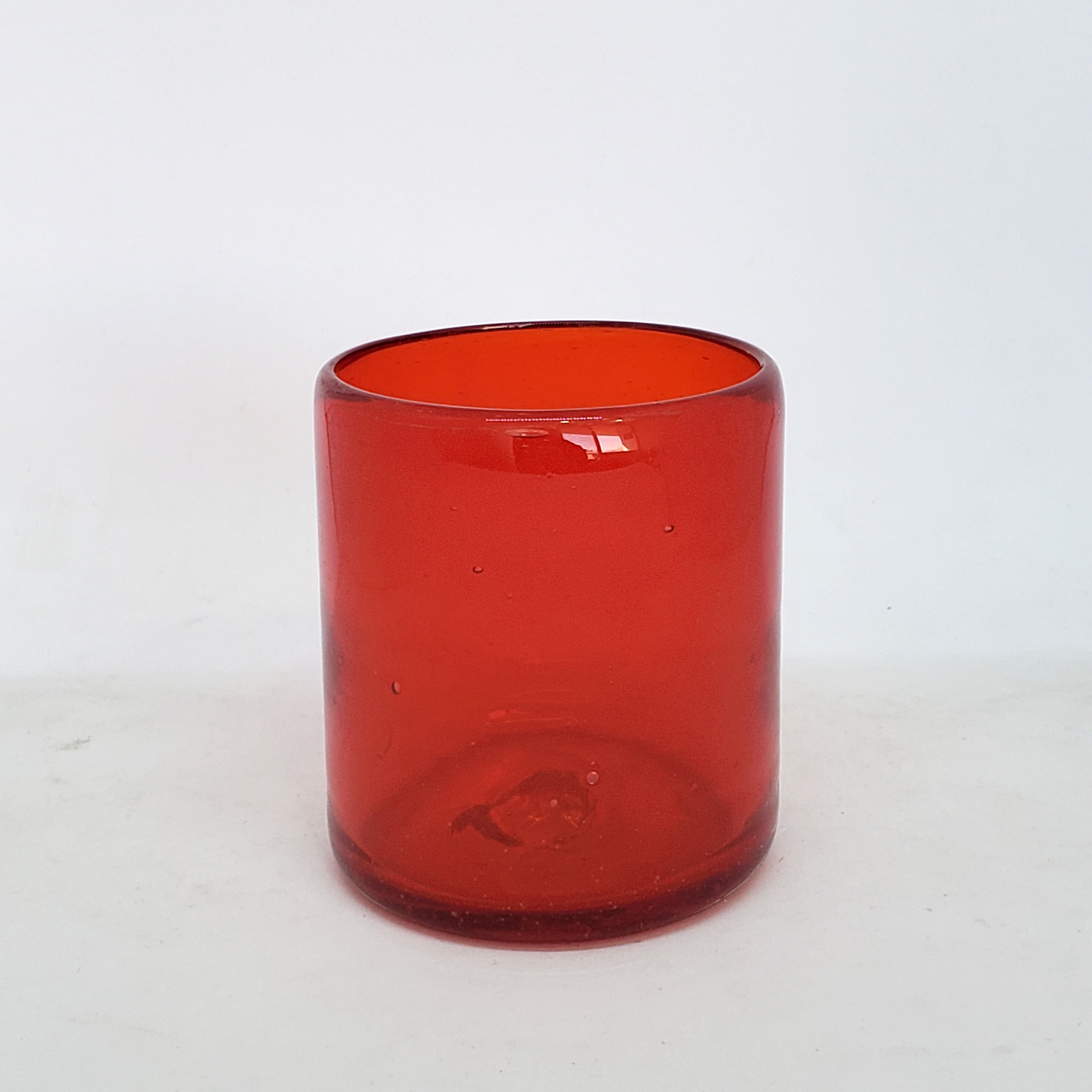 MEXICAN GLASSWARE / Solid Ruby Red 9 oz Short Tumblers (set of 6) / Enhance your favorite drink with these colorful handcrafted glasses.